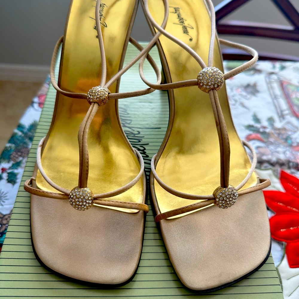 Gold sling back heels
